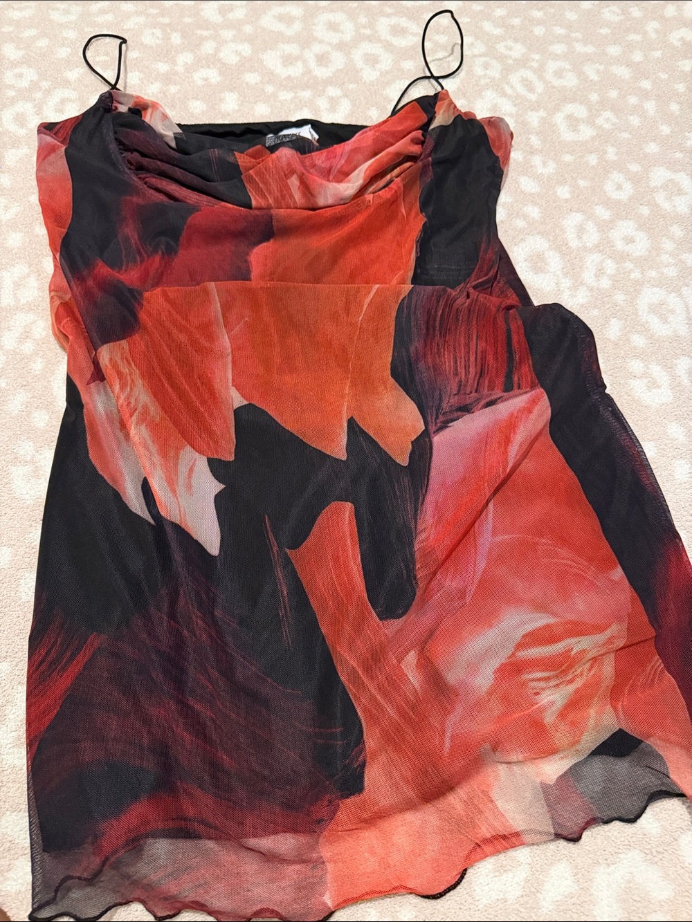 Princess Polly Red & Black Abstract Print Cowl Neck Cami